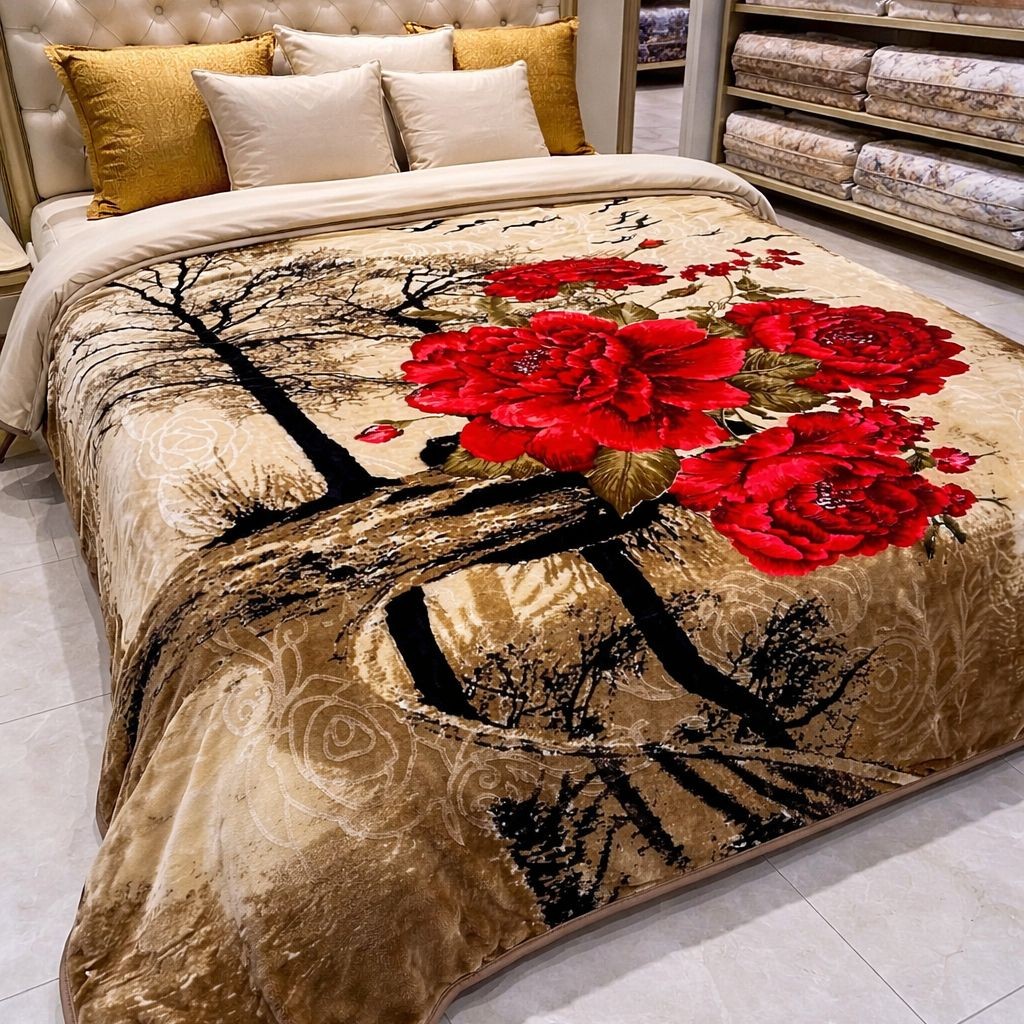 پتو دو نفره شادیلون پرتراکم طرح درختی سایز 230×200